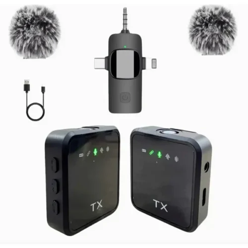 Microfono Corbatero F11-2 Receptor 3 En 1 Calidad Premium Negro