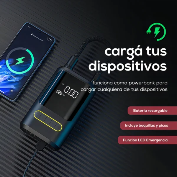 Mini Compresor De Aire Nitsuk Inflador Neumaticos Portatil - Vista adicional