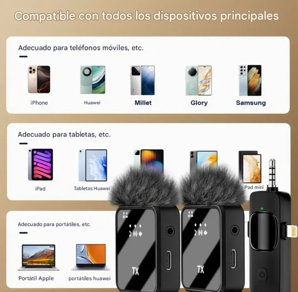 Microfono Corbatero F11-2 Receptor 3 En 1 Calidad Premium Negro