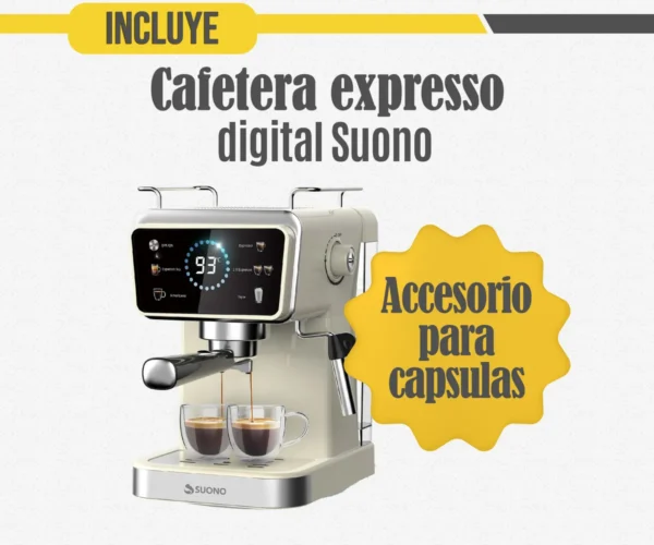 Cafetera Expresso Digital Capsulas 1,5 L 1350 W Color Crema Suono
