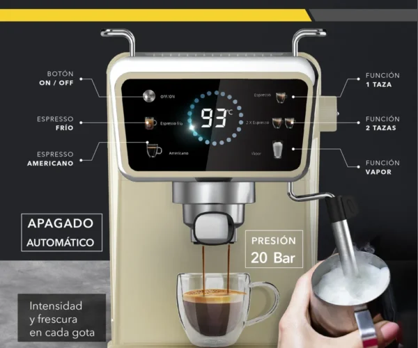 Cafetera Expresso Digital Capsulas 1,5 L 1350 W Color Crema Suono