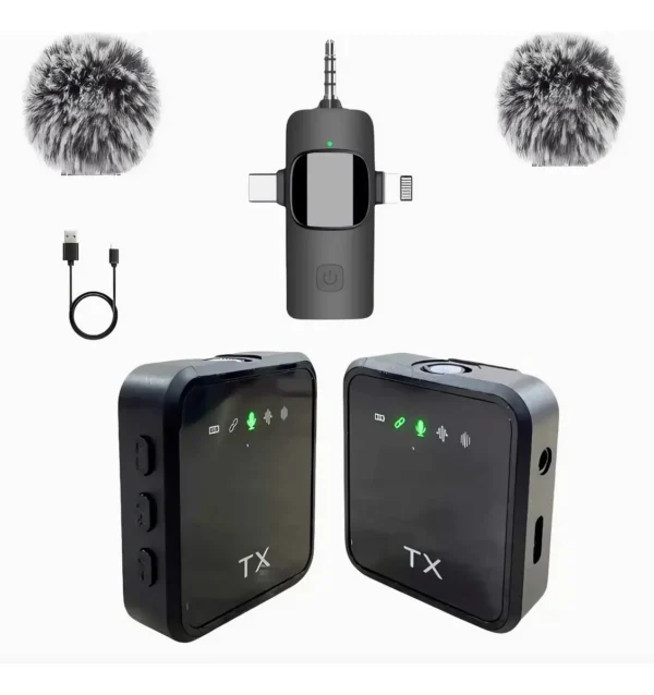 Microfono Corbatero F11-2 Receptor 3 En 1 Calidad Premium Negro