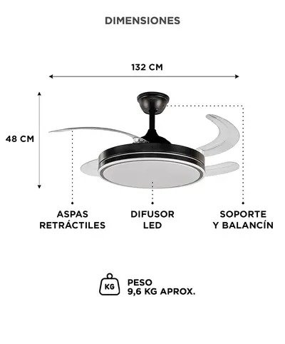 Ventilador De Techo Retractil Ogaan OG-F2
