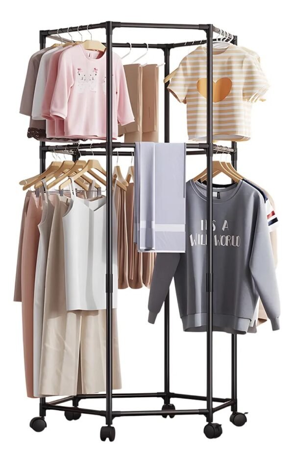 Perchero Organizador Doble con Ruedas 360° 172*70*36cm