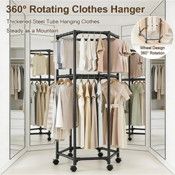 Perchero Organizador Doble con Ruedas 360° 172*70*36cm