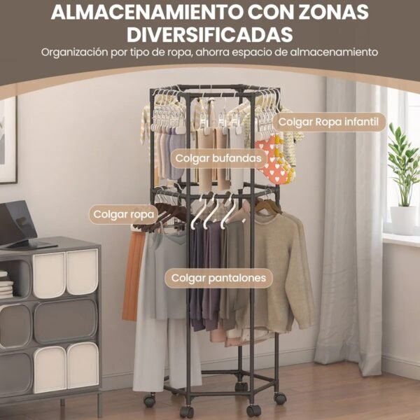 Perchero Organizador Doble con Ruedas 360° 172*70*36cm